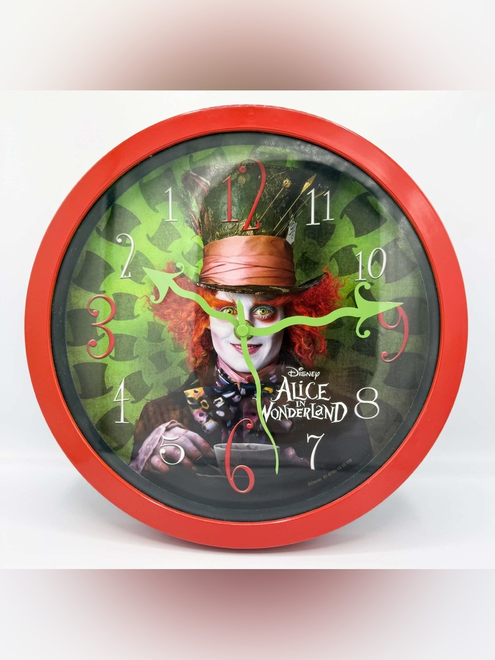 Disney Alice In Wonderland 2010 Mad Hatter Reverse Wall Clock Johnny Depp